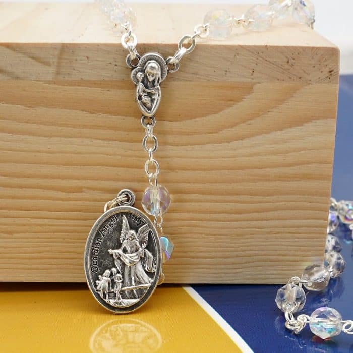 水晶天使念珠 - 意大利手工制作 - 圣弥额尔天使主题 Catholic religious art