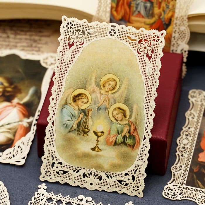 圣体与天使 (Holy Eucharist and Angels)-7x11cm Catholic religious art