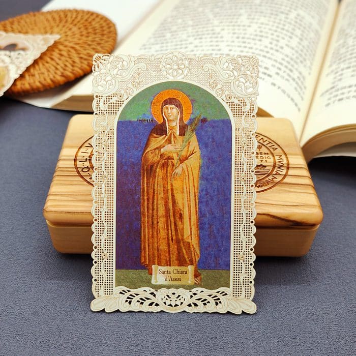 阿西西的加辣 (Saint Clare of Assisi)-7x11cm Catholic religious art