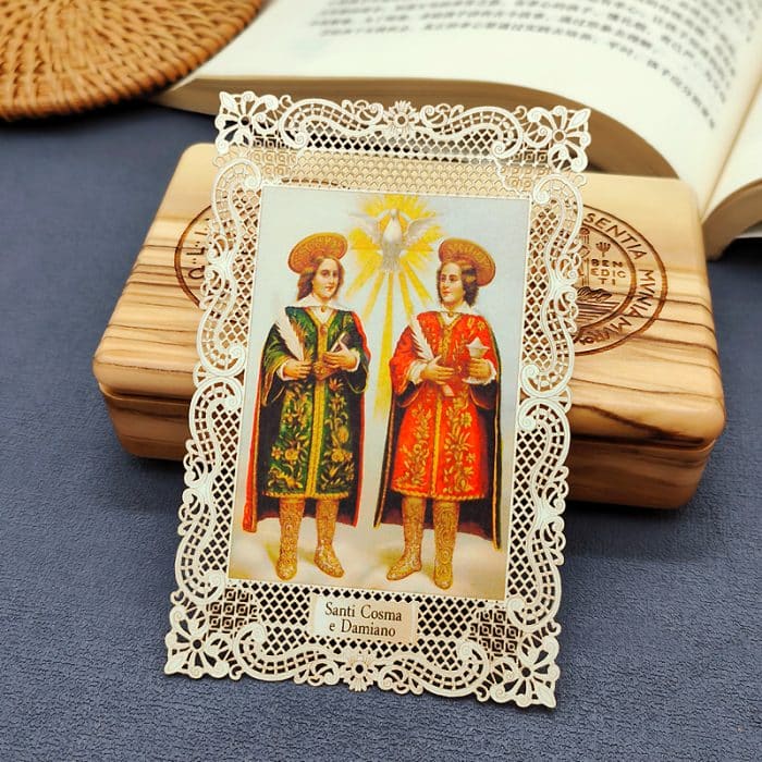 圣葛斯默及达弥盎 (Saint Cosmas and Saint Damian)-7x11cm Catholic religious art