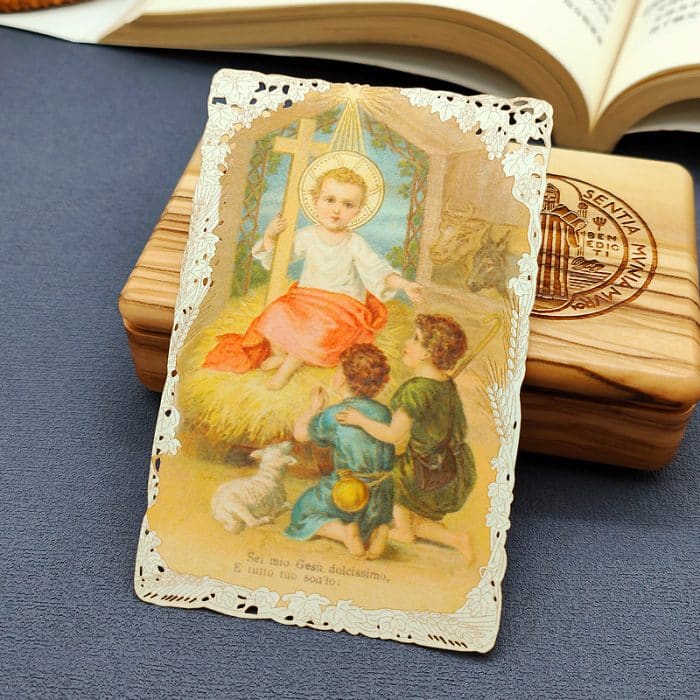 圣婴耶稣和牧羊人 (Baby Jesus and the Shepherds)-7x11cm Catholic religious art