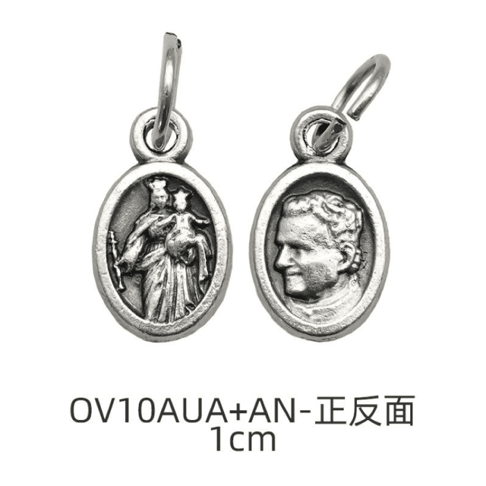 DIY小吊牌-进教之佑+鲍思高-锌合金-1cm Catholic religious art