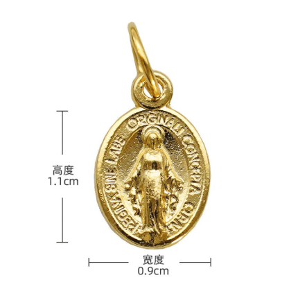 DIY小吊牌-显灵圣母-锌合金-金色-1cm