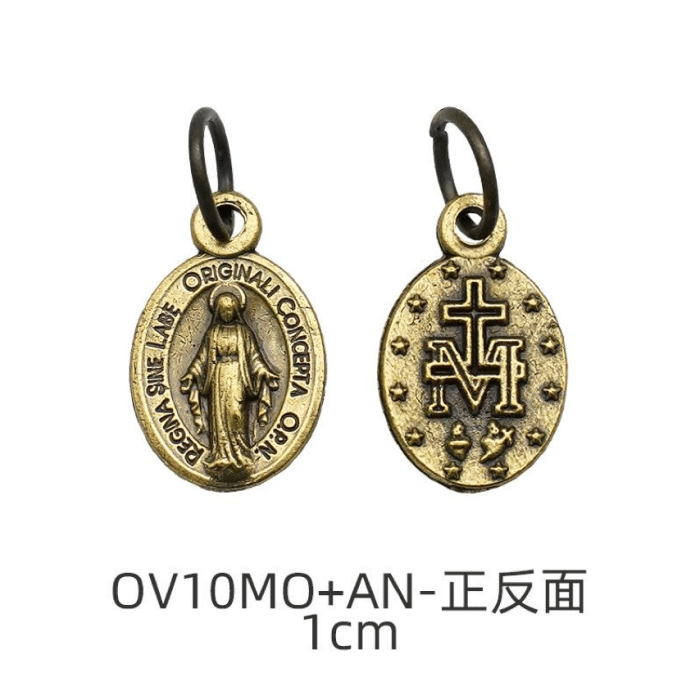 DIY小吊牌-显灵圣母-锌合金-铜色-1cm Catholic religious art