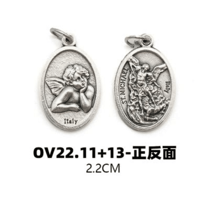 DIY小吊牌-总领天使弥额尔+拉斐尔小天使-锌合金-2.2cm Catholic religious art