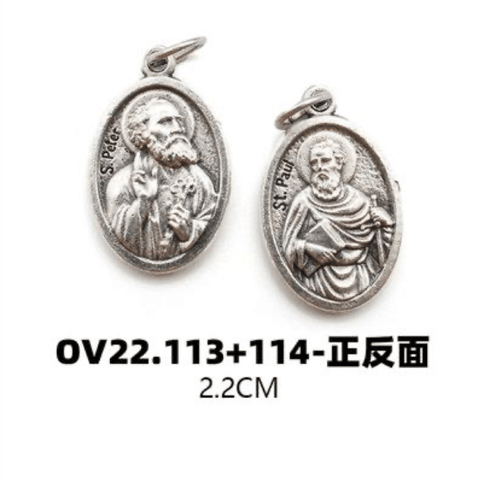 DIY小吊牌-伯多禄+保禄-锌合金-2.2cm Catholic religious art