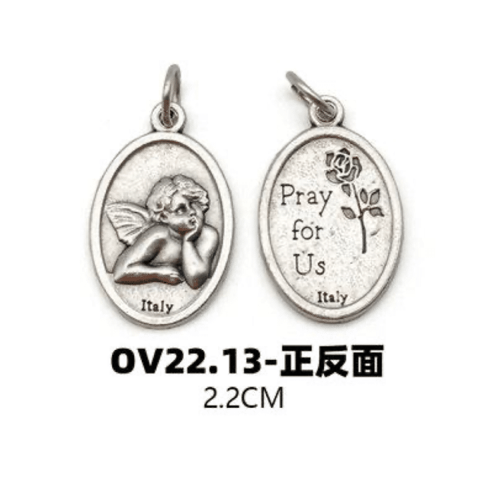 DIY小吊牌-小天使-锌合金-银色-2.2cm Catholic religious art