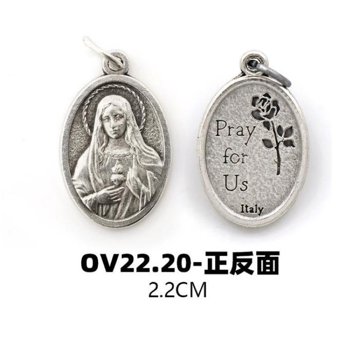 DIY小吊牌-圣母圣心-锌合金-2.2cm Catholic religious art