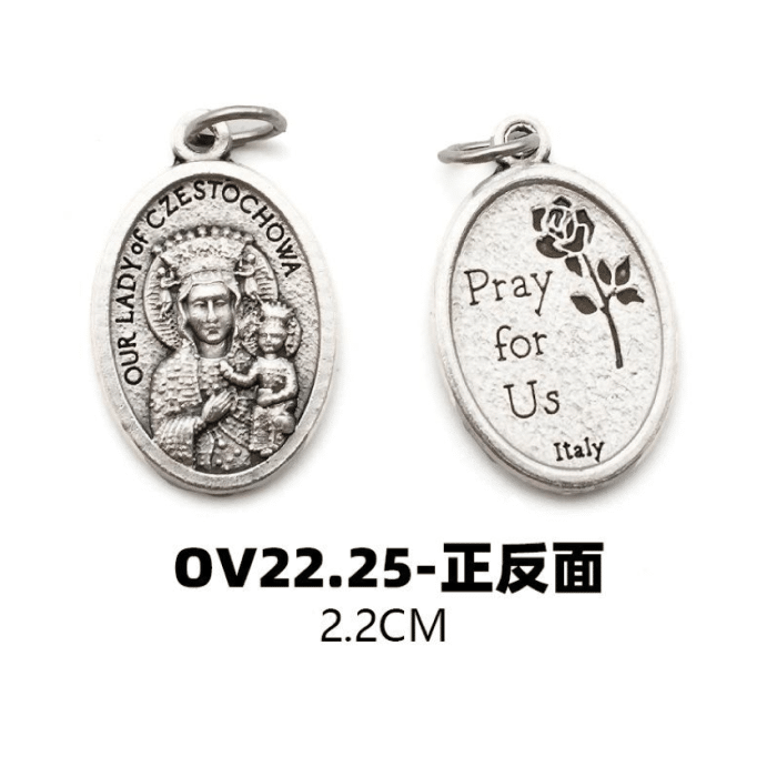 DIY小吊牌-琴斯托霍瓦-锌合金-2.2cm Catholic religious art