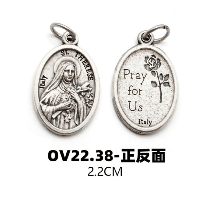 DIY小吊牌-小德兰+为我等祈-锌合金-2.2cm Catholic religious art