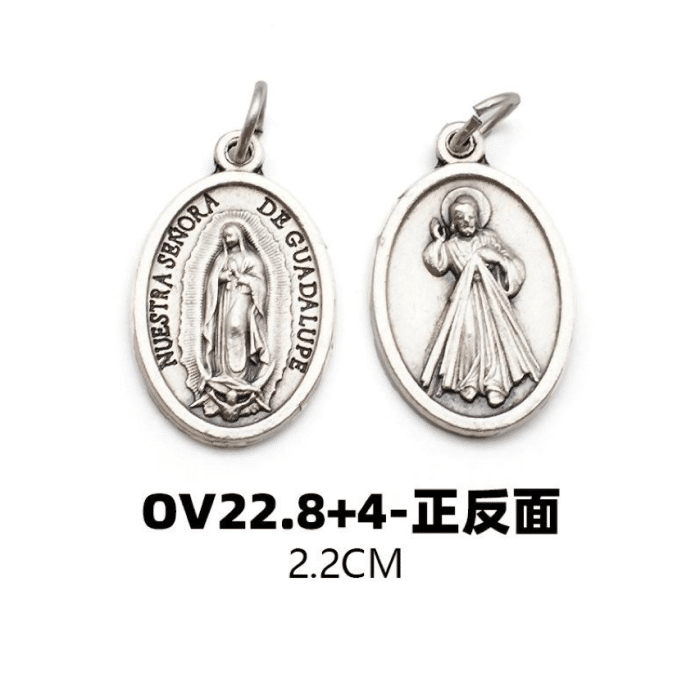 DIY小吊牌-上主慈悲+瓜达卢佩-锌合金-2.2cm Catholic religious art