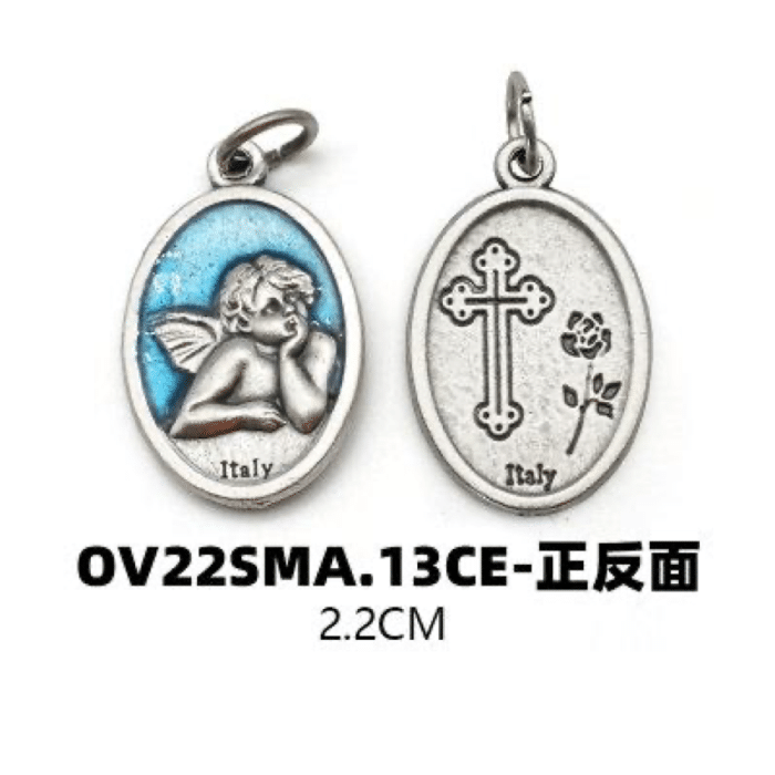 DIY小吊牌-拉斐尔小天使-锌合金-天蓝色-2.2cm Catholic religious art