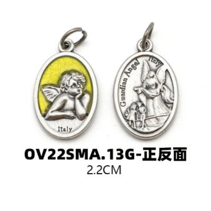 DIY小吊牌-拉斐尔小天使-锌合金-黄色-2.2cm Catholic religious art