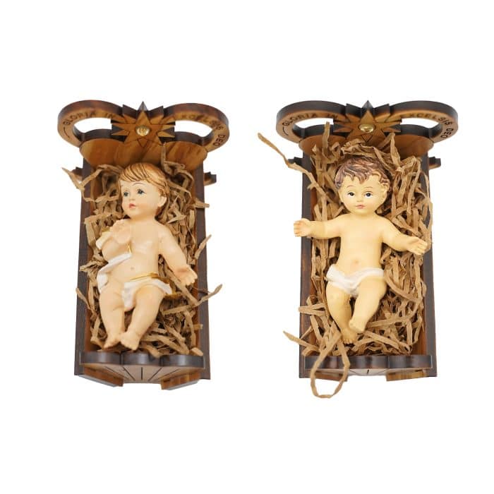 圣诞节马槽+小耶稣-橄榄木-镂空-7x7.5cm Catholic religious art