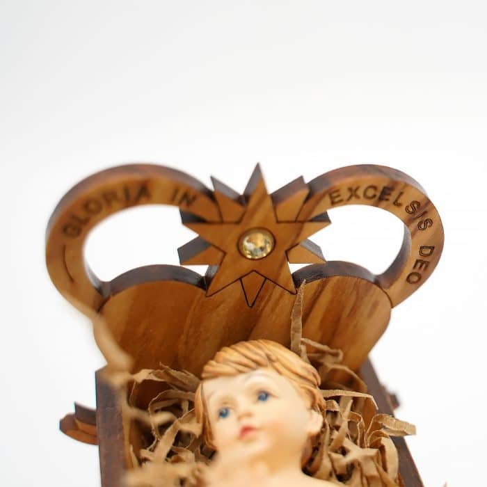 圣诞节马槽+小耶稣-橄榄木-镂空-7x7.5cm Catholic religious art