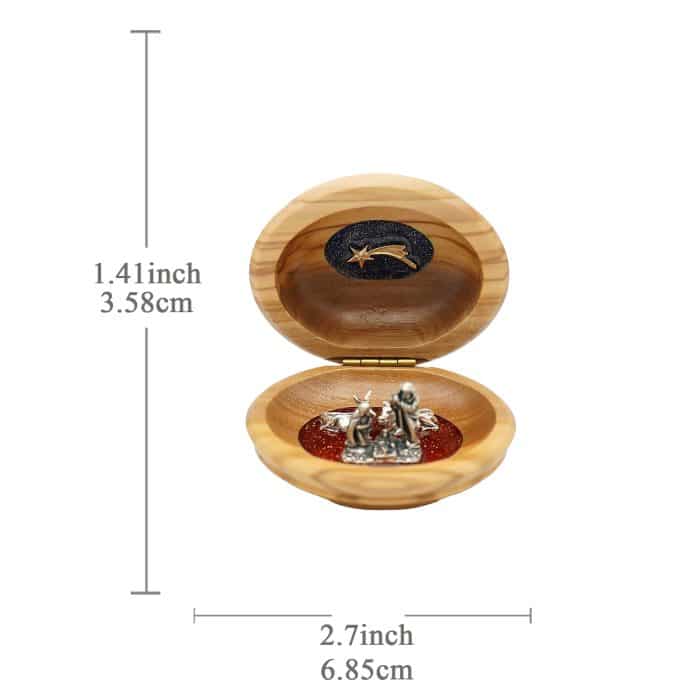 马槽-椭圆盒-橄榄木-珐琅处理背景-金属组-7.5x7cm Catholic religious art