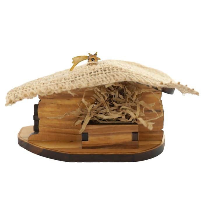 小屋-5个人物-麻布和稻草装饰-9.3x6.5x5.5cm Catholic religious art