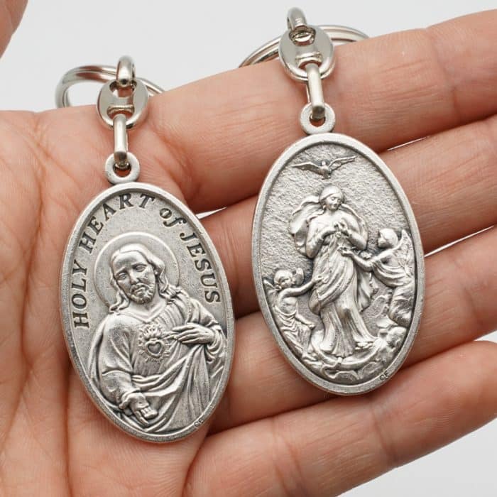 钥匙扣-解结圣母+耶稣圣心 Catholic religious art
