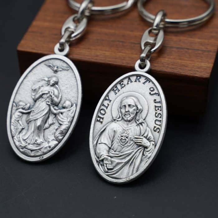 钥匙扣-解结圣母+耶稣圣心 Catholic religious art