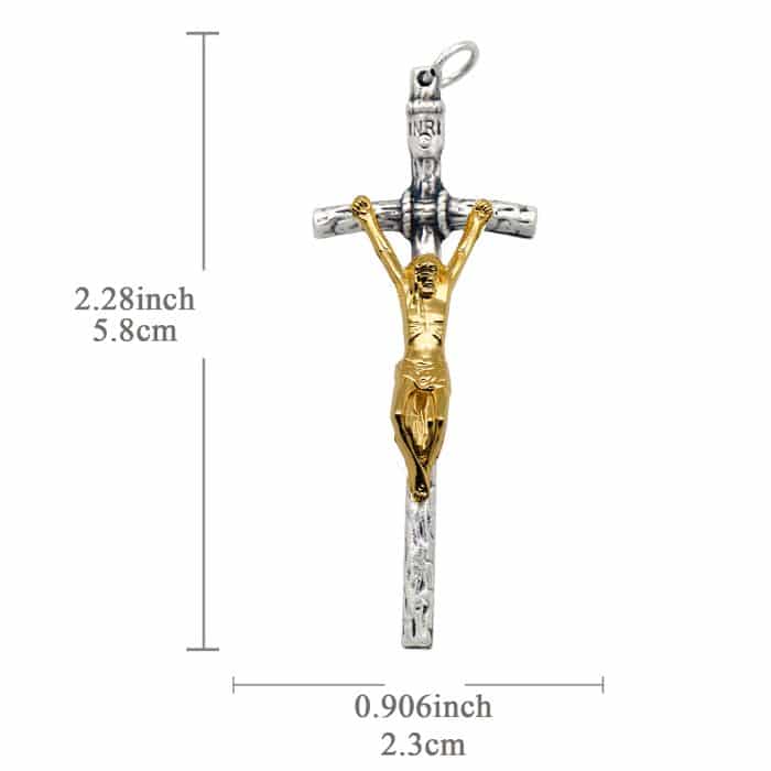 DIY十字架-教宗权杖-金色-双色-耶稣金色-5.8x2.2cm Catholic religious art