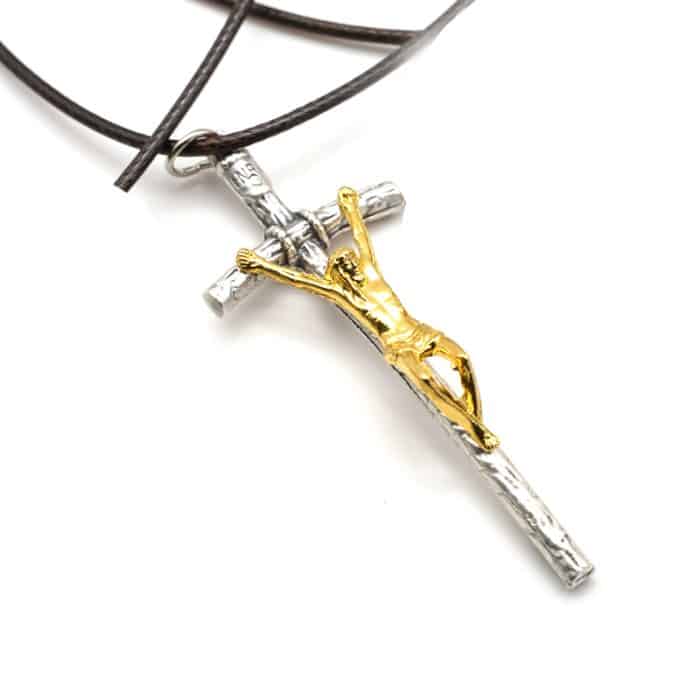 DIY十字架-教宗权杖-金色-双色-耶稣金色-5.8x2.2cm Catholic religious art