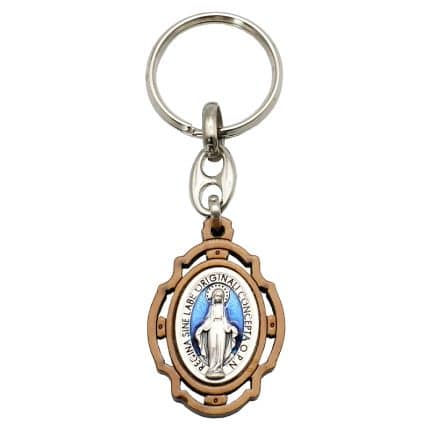 钥匙扣-橄榄木-镂空-合金圣牌-镀珐琅处理-3.2x2.7cm