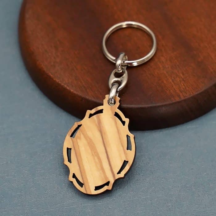 钥匙扣-上主慈悲-橄榄-镂空-带镀银合金圣牌-4.3x3.3cm Catholic religious art