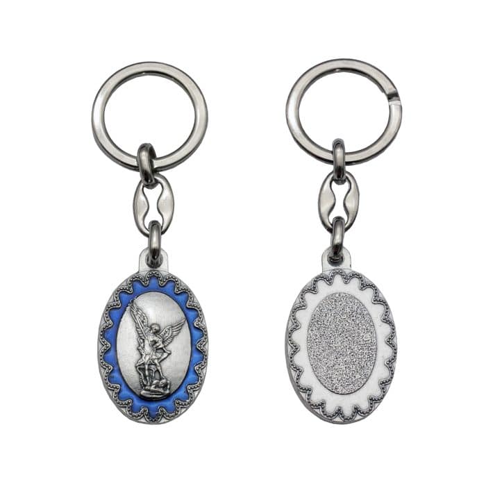 钥匙扣-弥额尔天使-合金-珐琅处理-椭圆花边-带包装袋-3.8x2.7cm Catholic religious art