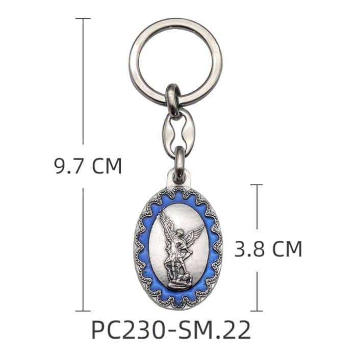 钥匙扣-弥额尔天使-合金-珐琅处理-椭圆花边-带包装袋-3.8x2.7cm Catholic religious art