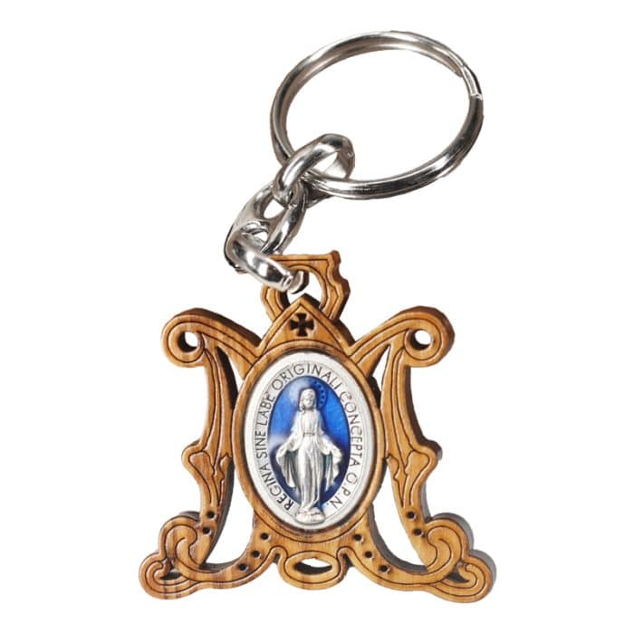 钥匙扣-橄榄木-M-带合金牌-4x4cm Catholic religious art