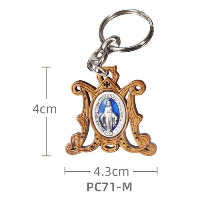 钥匙扣-橄榄木-M-带合金牌-4x4cm Catholic religious art