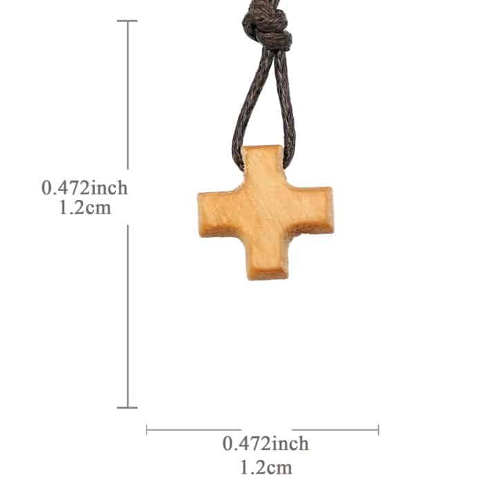 十字架-方形-橄榄木-带挂绳-1.2cm Catholic religious art