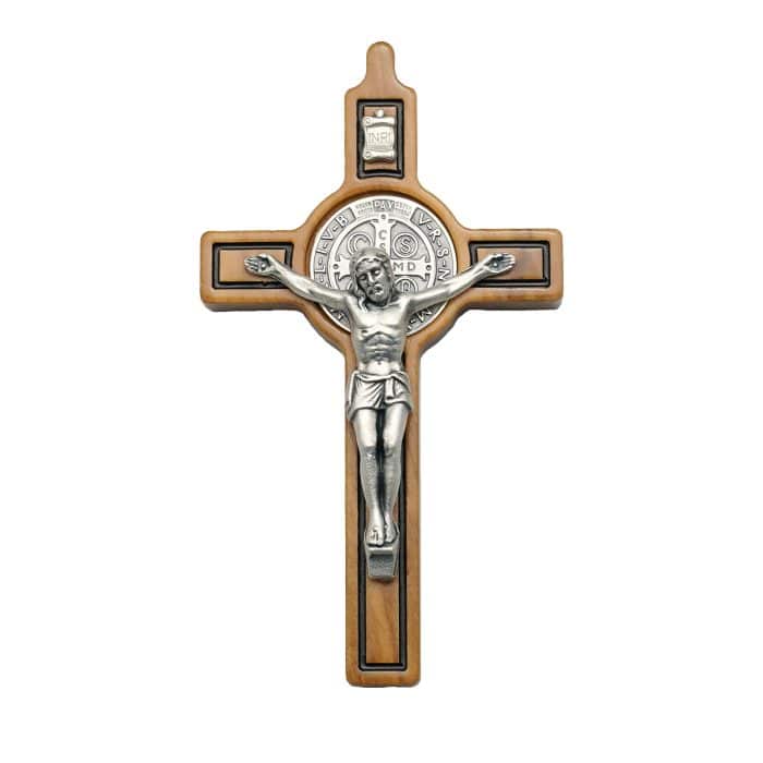 Cross - St. Benedict - Olive Wood - With Cord - 7.5cm Catholic religious art