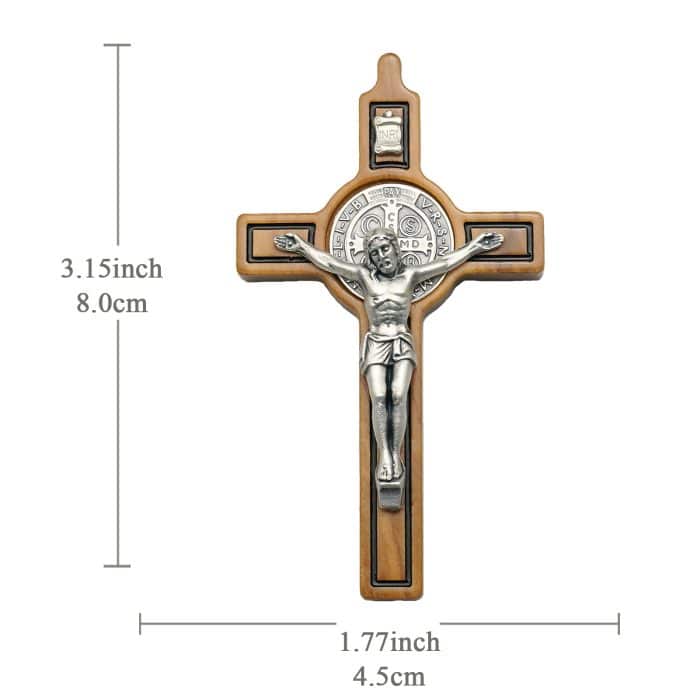 Cross - St. Benedict - Olive Wood - With Cord - 7.5cm Catholic religious art