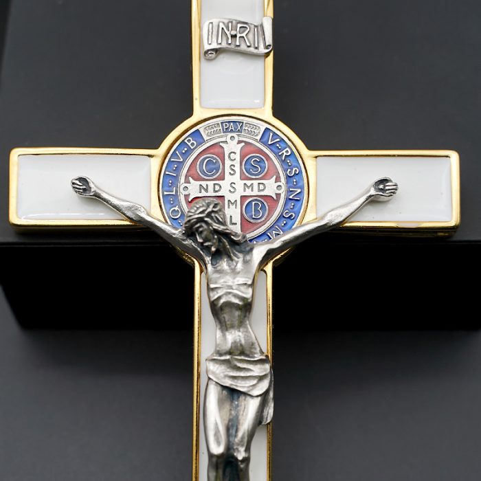 十字架-圣本笃-锌合金-金色珐琅-19x10cm Catholic religious art