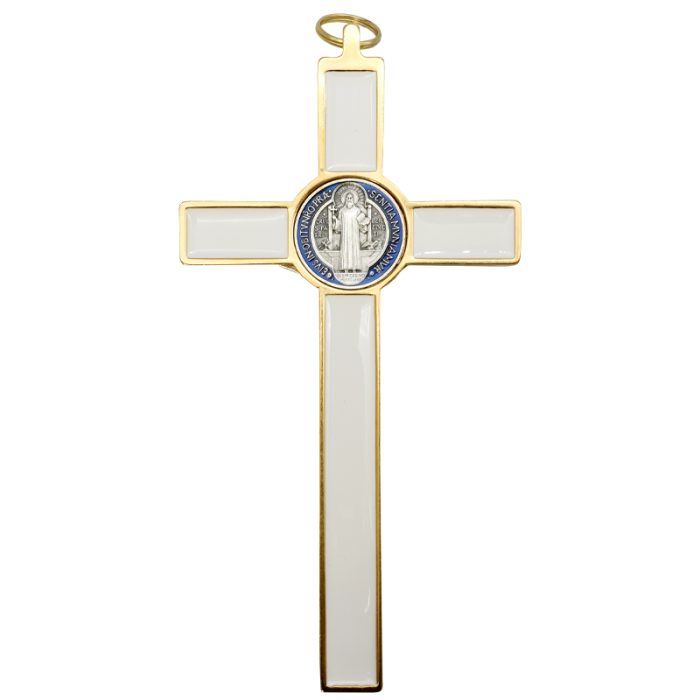 十字架-圣本笃-锌合金-金色珐琅-19x10cm Catholic religious art