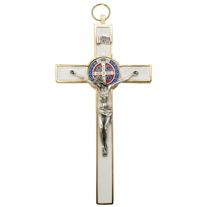 十字架-圣本笃-锌合金-金色珐琅-19x10cm Catholic religious art