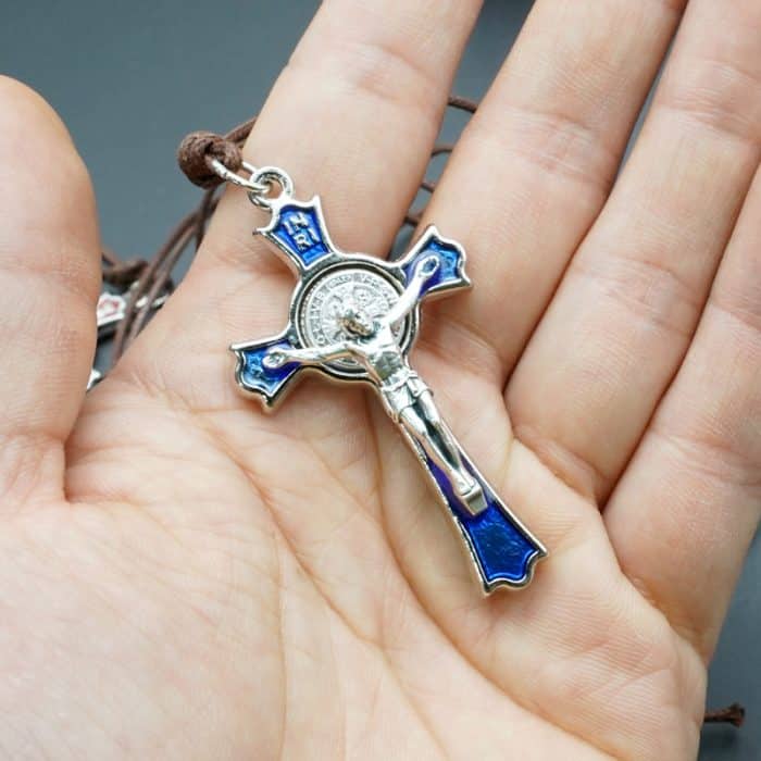 十字架-圣本笃-异形设计-合金-珐琅处理-5x3cm-蓝色 Catholic religious art