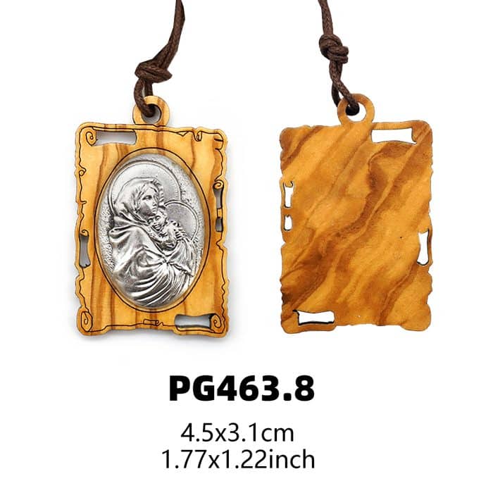 费鲁奇圣母-橄榄木-带合金牌-带挂绳-4.5cm Catholic religious art