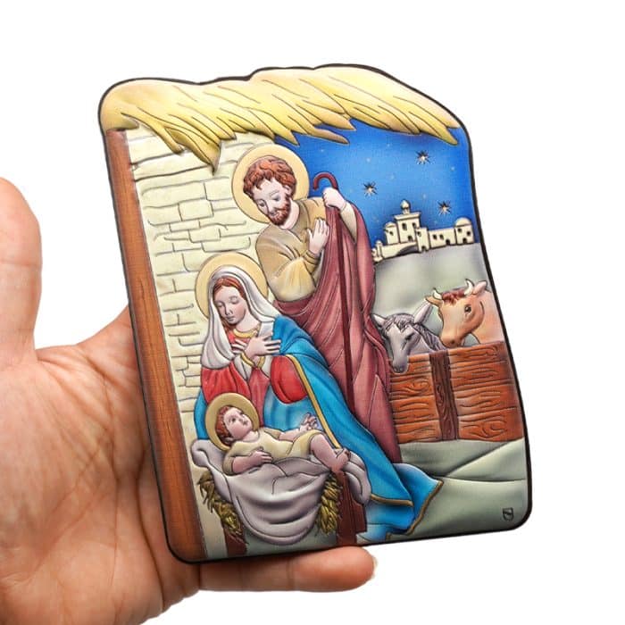 圣诞草屋浮雕摆台-10x14cm Catholic religious art