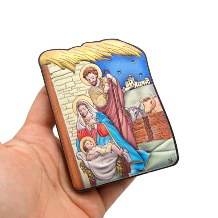 圣诞草屋浮雕摆台-7x10cm Catholic religious art