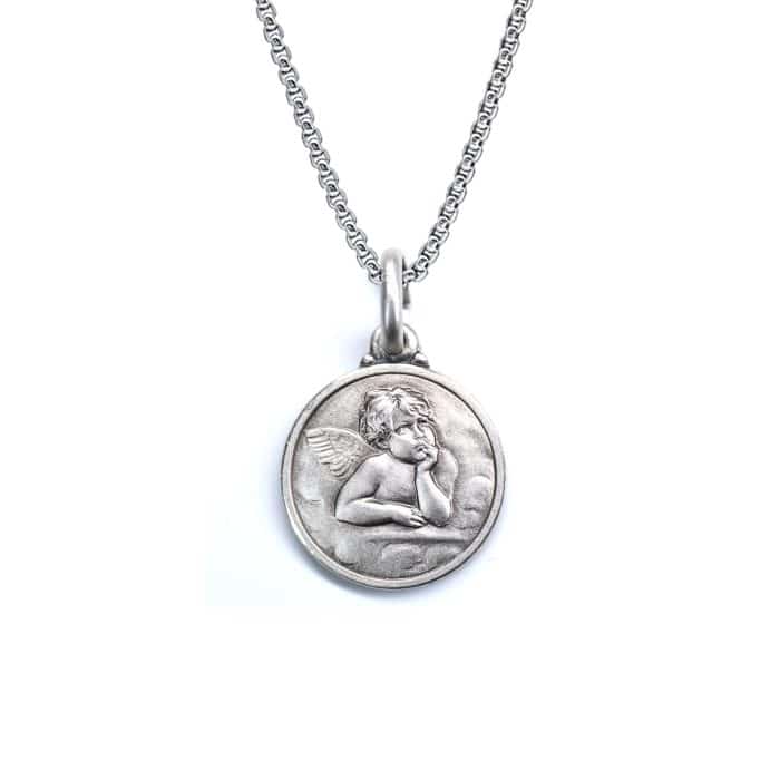 拉斐尔天使圣牌-925银-十分精致-16mm Catholic religious art