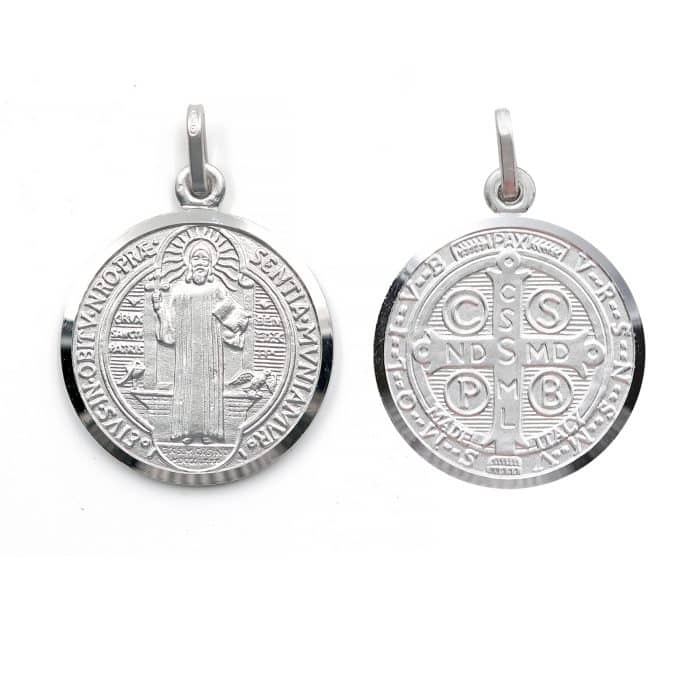 圣本笃圣牌-925银-21mm Catholic religious art