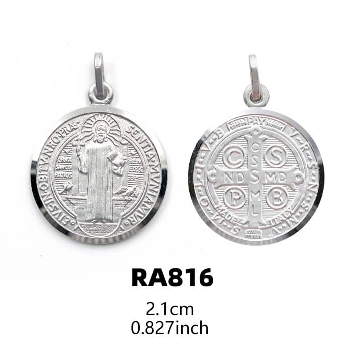 圣本笃圣牌-925银-21mm Catholic religious art