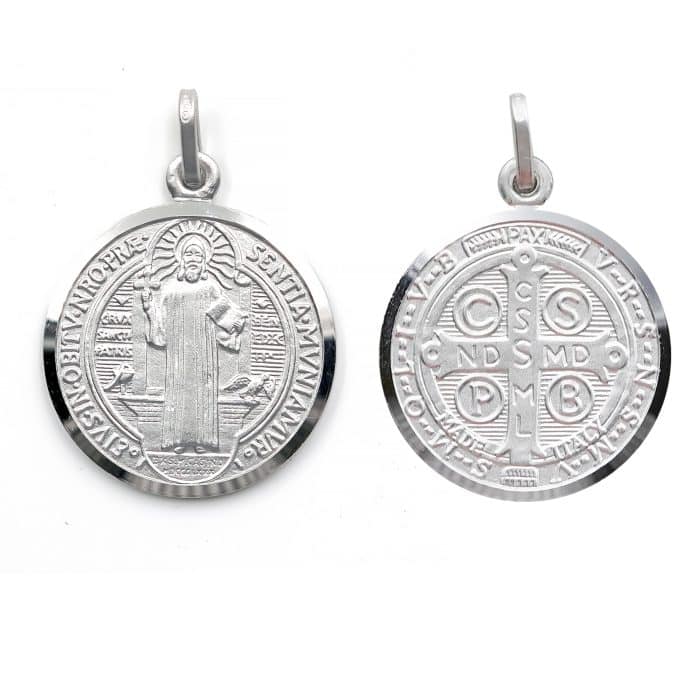 圣本笃圣牌-925银-25mm Catholic religious art