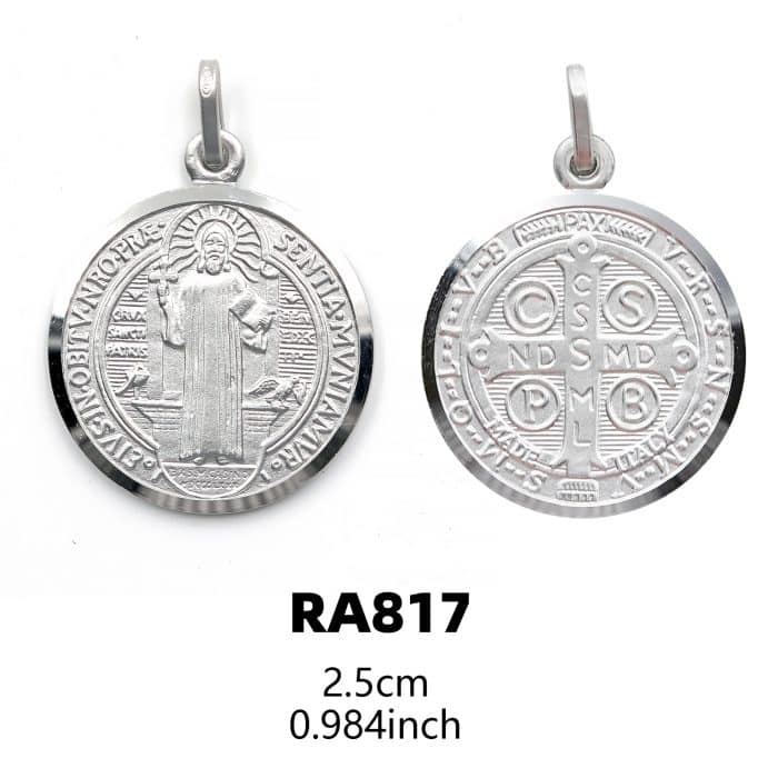 圣本笃圣牌-925银-25mm Catholic religious art