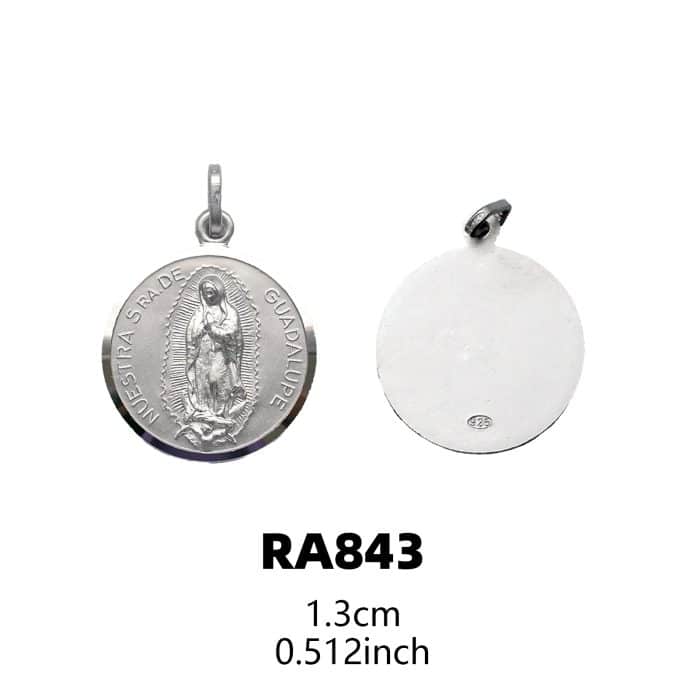 圣牌-瓜达卢佩圣母-925银-13mm Catholic religious art