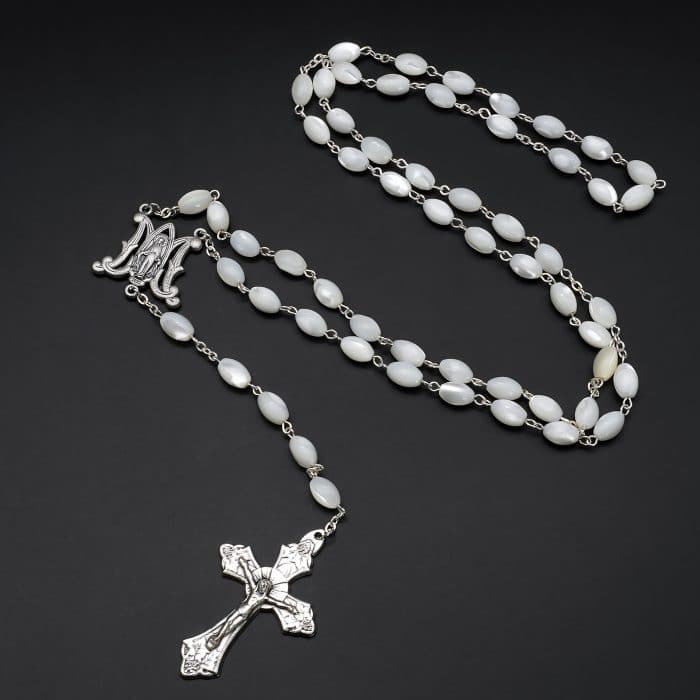 手工显灵圣母玫瑰念珠 - 珍珠母贝珠子及意大利配件 Catholic religious art