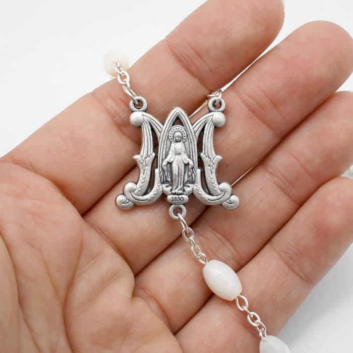 手工显灵圣母玫瑰念珠 - 珍珠母贝珠子及意大利配件 Catholic religious art