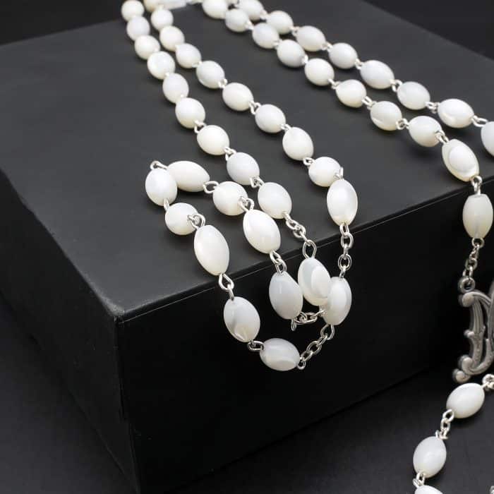 手工显灵圣母玫瑰念珠 - 珍珠母贝珠子及意大利配件 Catholic religious art